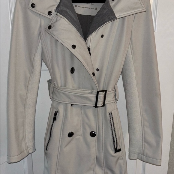 Calvin Klein Gray Trench Coat with Double-Breasted Design and Matching Belt - Picture 1 of 5
